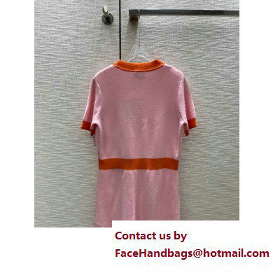 CHANEL PINK/RED KNITWEAR DRESS 2023 SPRING