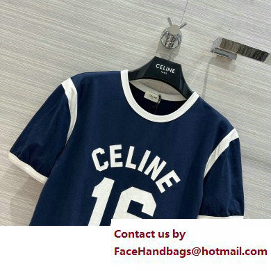 Celine 16 boxy T-shirt in Cotton jersey NAVY/OFF WHITE 2023