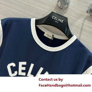 Celine 16 boxy T-shirt in Cotton jersey NAVY/OFF WHITE 2023