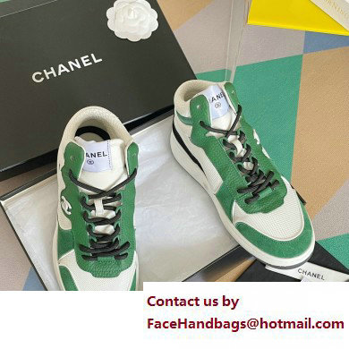 Chanel CC Logo High Top Sneakers Fabric and Suede Calfskin 01 2023