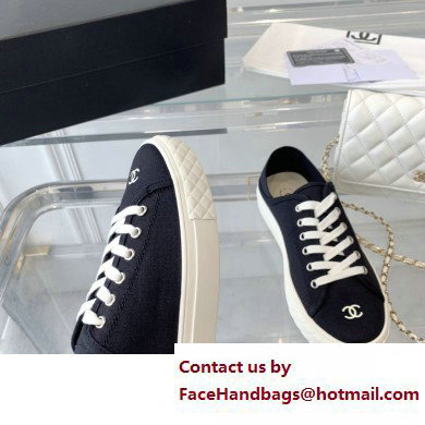 Chanel Front CC Logo Canvas Sneakers Black 2023