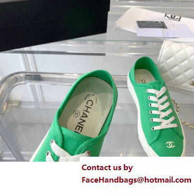 Chanel Front CC Logo Canvas Sneakers Green 2023