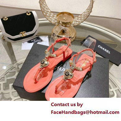 Chanel Heel 3cm Metal Strass and Pearls Sandals G39674 Dark Pink 2023