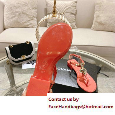 Chanel Heel 3cm Metal Strass and Pearls Sandals G39674 Dark Pink 2023