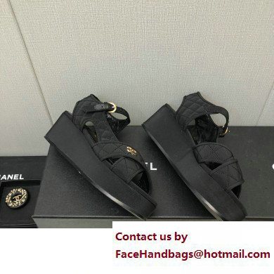 Chanel Heel 5cm CC Logo Sandals G39918 Grosgrain Black 2023