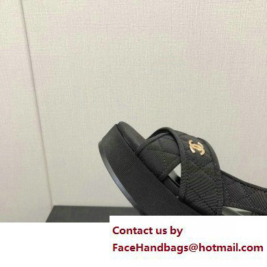Chanel Heel 5cm CC Logo Sandals G39918 Grosgrain Black 2023