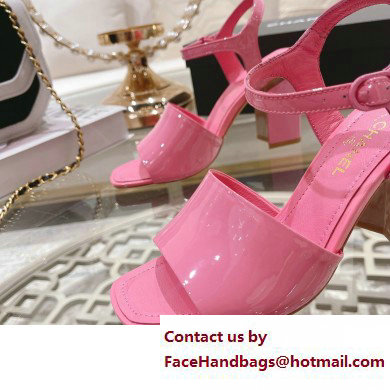 Chanel Heel 7.5cm Patent Leather Sandals Pink 2023
