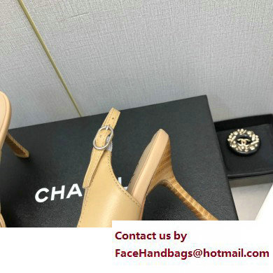 Chanel Heel 7cm Bow Slingback Sandals Beige 2023