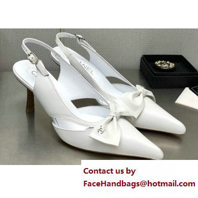 Chanel Heel 7cm Bow Slingback Sandals White 2023