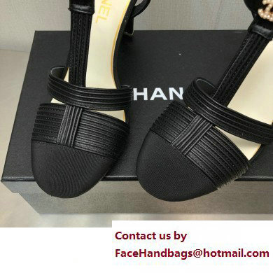 Chanel Heel CC Logo Lambskin and Grosgrain Open Shoes G39016 Black 2023