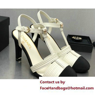 Chanel Heel CC Logo Lambskin and Grosgrain Open Shoes G39016 White 2023