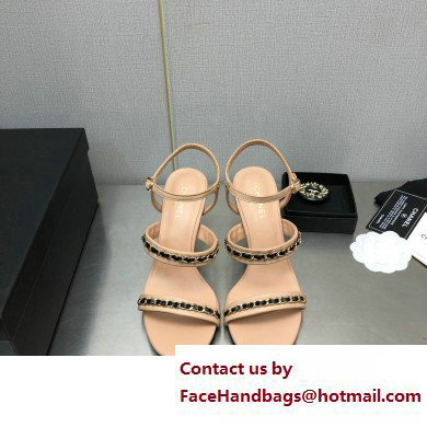 Chanel Heel Chain Lambskin Sandals G39549 Beige 2023