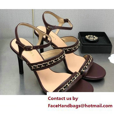 Chanel Heel Chain Lambskin Sandals G39549 Burgundy 2023