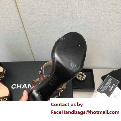 Chanel Heel Chain Lambskin Sandals G39549 Burgundy 2023