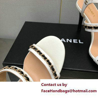 Chanel Heel Chain Lambskin Sandals G39549 White 2023