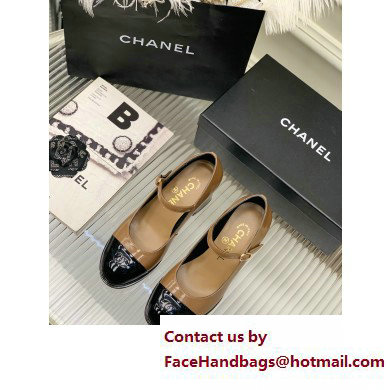 Chanel Heel Patent Leather Pumps Apricot 2023