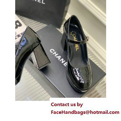 Chanel Heel Patent Leather Pumps Black 2023