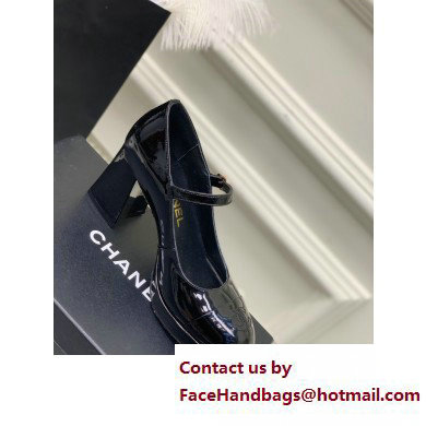 Chanel Heel Patent Leather Pumps Black 2023