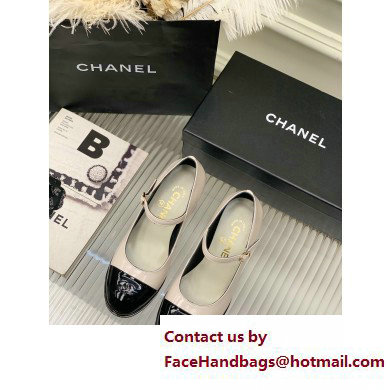Chanel Heel Patent Leather Pumps White 2023