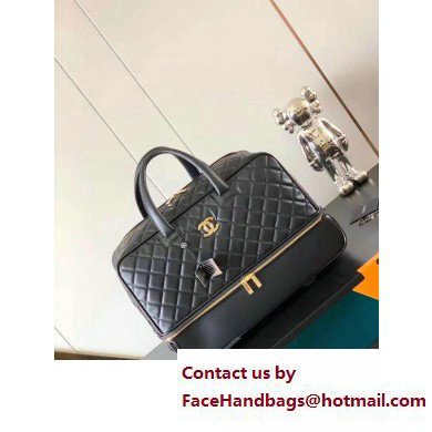 Chanel Quilting Trolley Travel Luggage Bag 20 inch Black/Gold