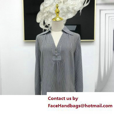 Chanel White/Black Striped silk shirt spring 2023