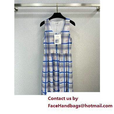 Chanel blue check dress spring 2023