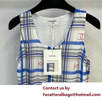 Chanel blue check dress spring 2023