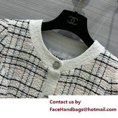 Chanel white/black check tweed dressspring 2023