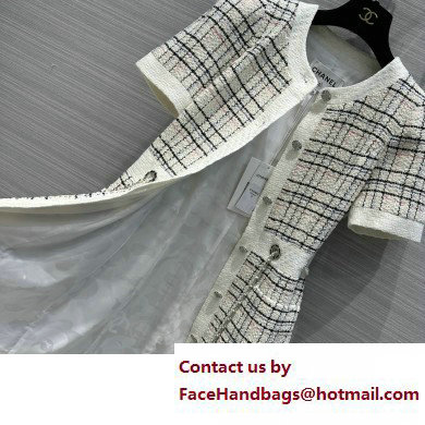 Chanel white/black check tweed dressspring 2023
