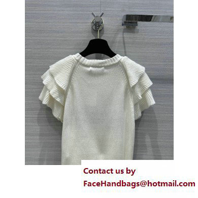 DIOR white Cashmere Knit with Signature Sweater with Ruffles 2023