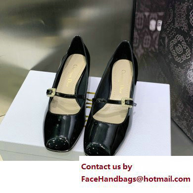 Dior Black Patent Calfskin and White Resin Pearls D-Shine Ballet Pump 2023