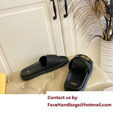 Fendi Feel slides with FF Baguette buckle Black 2023 - Click Image to Close
