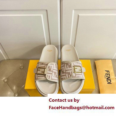 Fendi Feel slides with FF Baguette buckle White 2023
