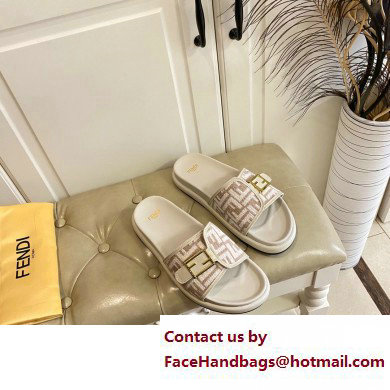 Fendi Feel slides with FF Baguette buckle White 2023 - Click Image to Close