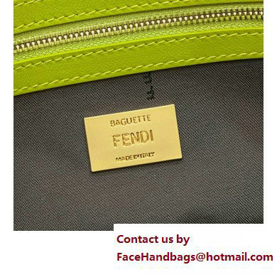 Fendi Nappa Leather Medium Baguette Bag Acid Green 2023