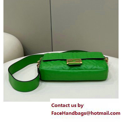 Fendi Nappa Leather Medium Baguette Bag Green 2023
