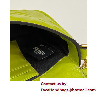 Fendi Nappa Leather Mini Baguette Bag Acid Green 2023