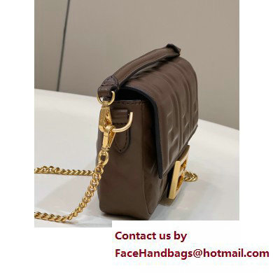 Fendi Nappa Leather Mini Baguette Bag Coffee 2023