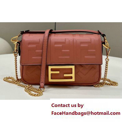 Fendi Nappa Leather Mini Baguette Bag Dark Pink 2023 - Click Image to Close