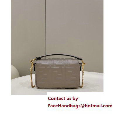 Fendi Nappa Leather Mini Baguette Bag Gray 2023