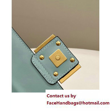 Fendi Nappa Leather Mini Baguette Bag Gray Green 2023 - Click Image to Close
