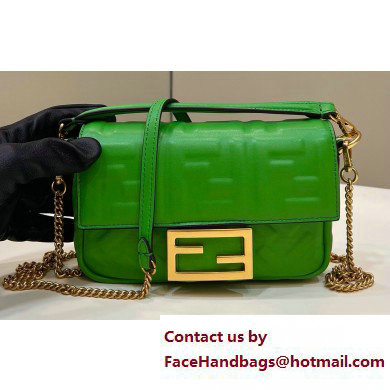 Fendi Nappa Leather Mini Baguette Bag Green 2023 - Click Image to Close