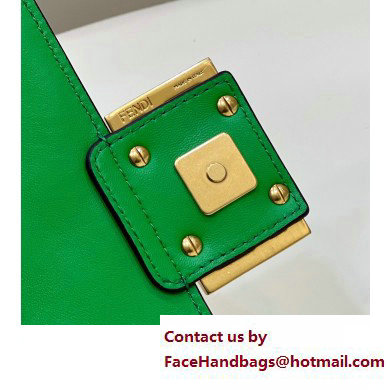 Fendi Nappa Leather Mini Baguette Bag Green 2023