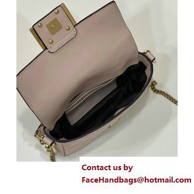 Fendi Nappa Leather Mini Baguette Bag Pale Pink 2023