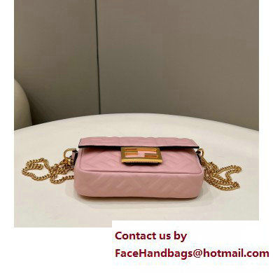 Fendi Nappa Leather Mini Baguette Bag Pink 2023 - Click Image to Close