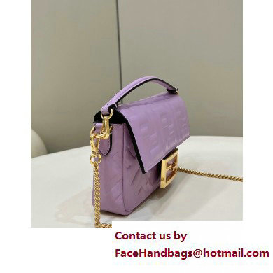 Fendi Nappa Leather Mini Baguette Bag Purple 2023