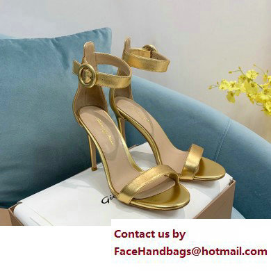 Gianvito Rossi Heel 10.5cm Portofino Sandals with Buckle-covered Anklet Strap Leather Gold 2023