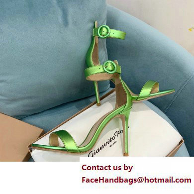 Gianvito Rossi Heel 10.5cm Portofino Sandals with Buckle-covered Anklet Strap Leather Green 2023