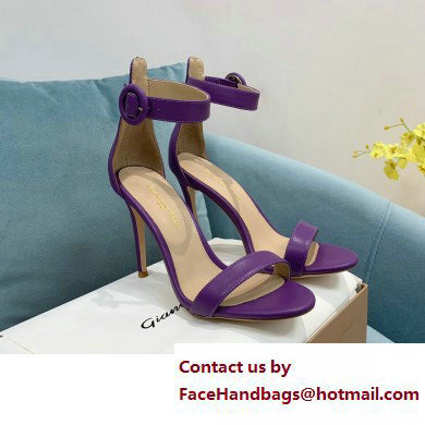 Gianvito Rossi Heel 10.5cm Portofino Sandals with Buckle-covered Anklet Strap Leather Purple 2023 - Click Image to Close
