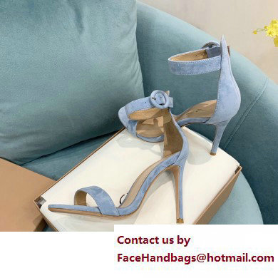 Gianvito Rossi Heel 10.5cm Portofino Sandals with Buckle-covered Anklet Strap Suede Blue 2023